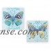 Butterfly Décor Canvas Wall Art Set of 2 with Gold Accents, Square   